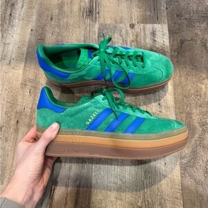 Adidas Green Sneakers with Blue Detail